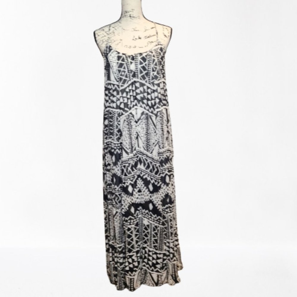 Tori Richard Symmetrical Spaghetti Strap Backless Boho Dress - Picture 1 of 11